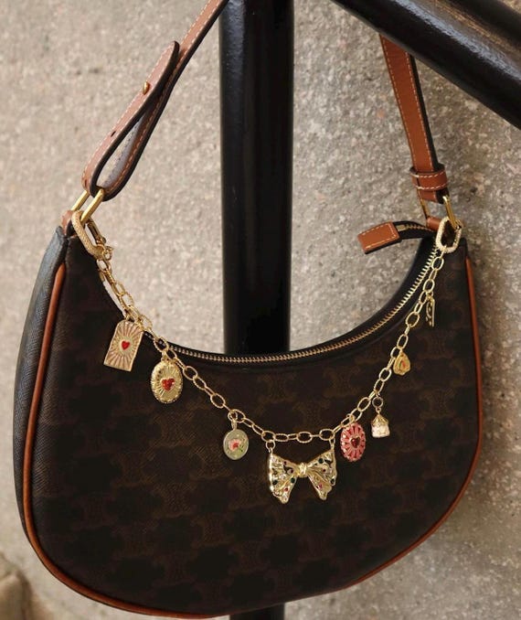 Bag Charm, 18K Gold Plated Purse Chain With Multi Charm  display picture 3