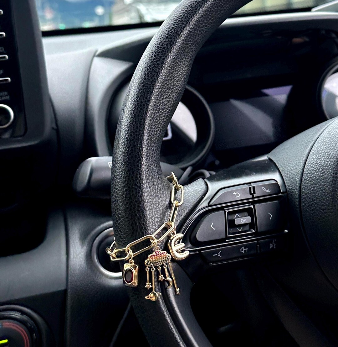 Custom 14K 18K Gold Plated Car Charm: Steering Wheel Chain, Boho