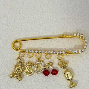 Charm Brooch Make Your Own Pin Customizable Safety Pin Purse Handbag Backpack Cardigan Fashion 18K Gold Plated Personalized Pin image 3