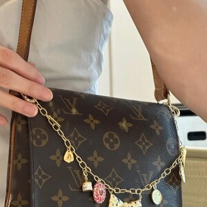 Bag Charm, 18K Gold Plated Purse Chain with Multi Charm, Women Trendy Handbag Charms, Bag Accessories Birthday Initial Charm, Gift for her