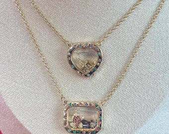 Floating Locket Charm Pick Your Own Charm, Rectangle Glass Pendant Fits Memory / Shaker Lockets/ Memory Frame Charm