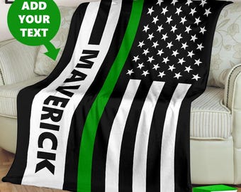 Custom Army Blanket, Military Blanket, Thin Green Line Blanket, Green Stripe Blanket