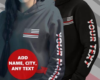Custom Thin Red Line Hoodie, Firefighter Hoodie, Firefighter Sweatshirt, Custom Firefighter Department, Firefighter Jacket