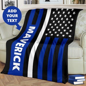 Custom EMS Blanket, EMT Blanket, Thin White Line Blanket, Paramedic Blanket, White Stripe Blanket