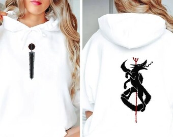 Embroidered Berserk Hoodie/Sweatshirt, Brand of Sacrifice, Guts Sword, Anime Hoodie, Anime Sweatshirt, Gym Hoodie, Gift Him, Gift Boyfriend