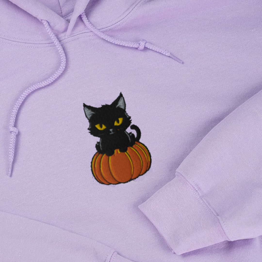Halloween Hoodie Black Cat Hoodie Cat Sweater Cat Hoodie Etsy
