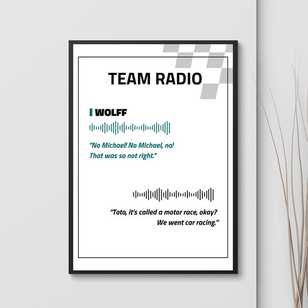 Toto Wolff Formule 1 PRINTABLE Wall Art, Mercedes, Affiche F1, Toto Wolff Lewis Hamilton Mercedes F1 , 'No Michael That Was So Not Right'