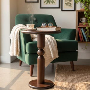 Guéridon en bois rustique - Table d'appoint ronde faite main, table basse de ferme moderne, cadeau pour le salon ou la chambre à coucher