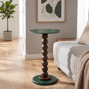 Bubble Side Table,Handmade Scandinavian Accent Table,Modern Pedestal End Table,Japandi Sofa Table Decor, Black Brass Copper White Red Green