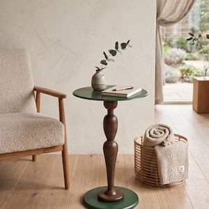 Handmade Wooden & Metal Pedestal Side Table – Sculptural Accent End Table, Modern Rustic Living Room Sofa Table, Luxury Minimal Home Decor

Add timeless elegance to your space with this handmade wooden and metal pedestal side table, designed as both a functional piece of furniture and a sculptural statement.

This unique accent table features a beautifully crafted solid wood tabletop paired with a durable metal pedestal base, creating the perfect balance of warmth and modern sophistication.