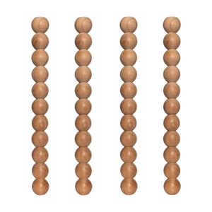 May include: Three wooden bead strands, each with 15 beads, arranged vertically in a row.