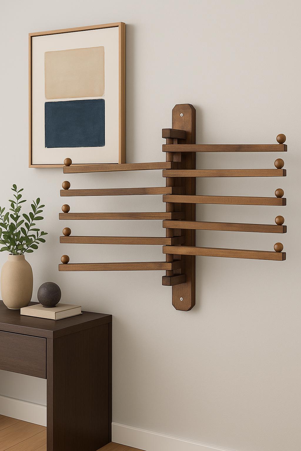 Appendiabiti Da Parete Pieghevole - Acciaio Inox, 7 Ganci, Argento, Per Risparmiare Spazio