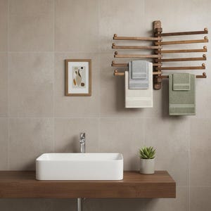 Handmade Rotating Wooden Coat Rack, Wall-Mounted Wood Hooks for Entryway, Kitchen, Bathroom, Space-Saving Hangers for Clothes, Towels, Bags