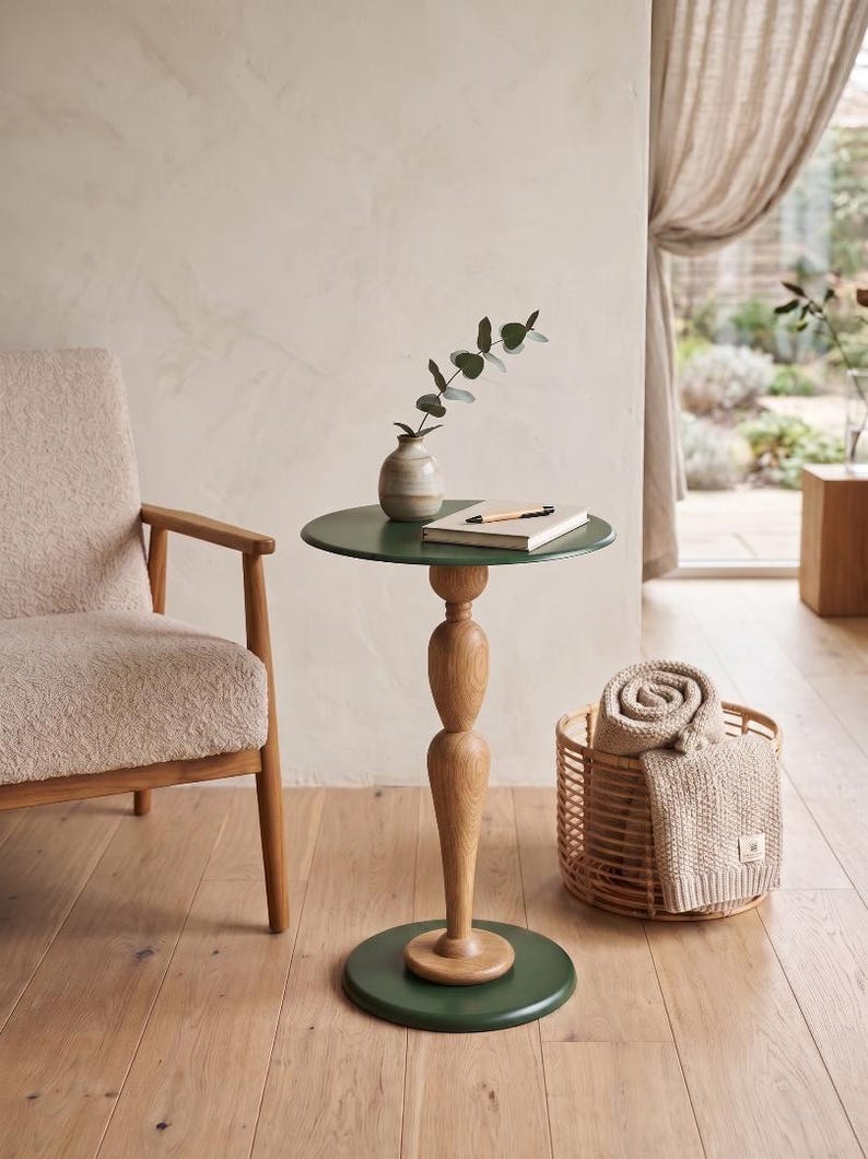 Handmade Wooden & Metal Pedestal Side Table – Sculptural Accent End Table, Modern Rustic Living Room Sofa Table, Luxury Minimal Home Decor

Add timeless elegance to your space with this handmade wooden and metal pedestal side table, designed as both a functional piece of furniture and a sculptural statement.

This unique accent table features a beautifully crafted solid wood tabletop paired with a durable metal pedestal base, creating the perfect balance of warmth and modern sophistication.