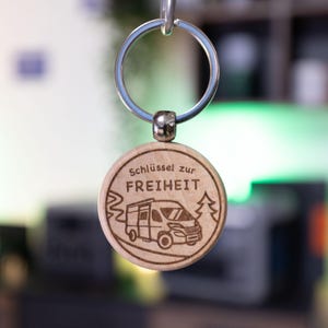 Schlüsselanhänger "Schlüssel zur Freiheit" mit Wohnmobil Motiv | Kastenwagen