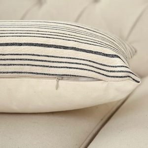 Linen Pillow Covers (2 pcs) Striped Farmhouse Linen Throw Pillow Covers
