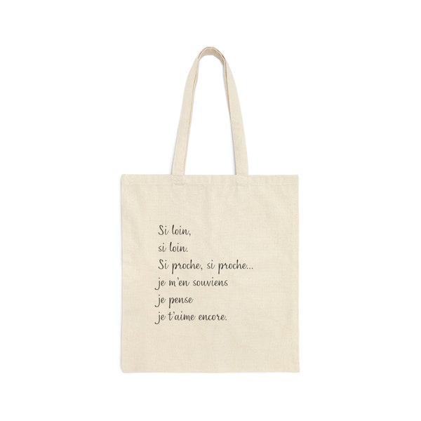 Reminiscence French Love Phrase Cotton Tote Bag