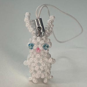Beaded Keychain – White Bunny