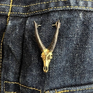 Capricorn Goat Skull Brooch. Available in 2 Colourways.