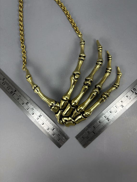 Skeleton Hand Necklace Bone Jewelry Available in 2 Colourways Gold