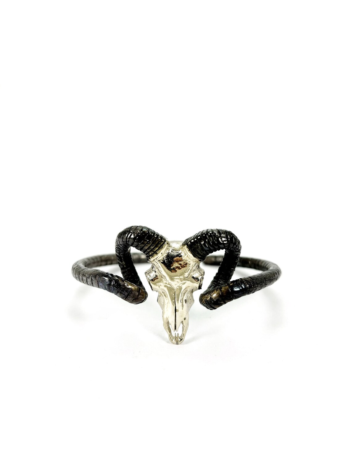 Ram Goat Skull Bangle Bracelet in White Bronze, Available in 4 ...