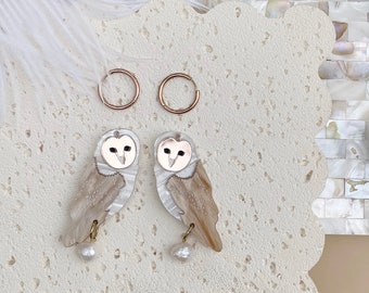 Handcrafted Tasmanian Masked Owl Acrylic Earrings - Unique Wildlife-Inspired Jewelry
