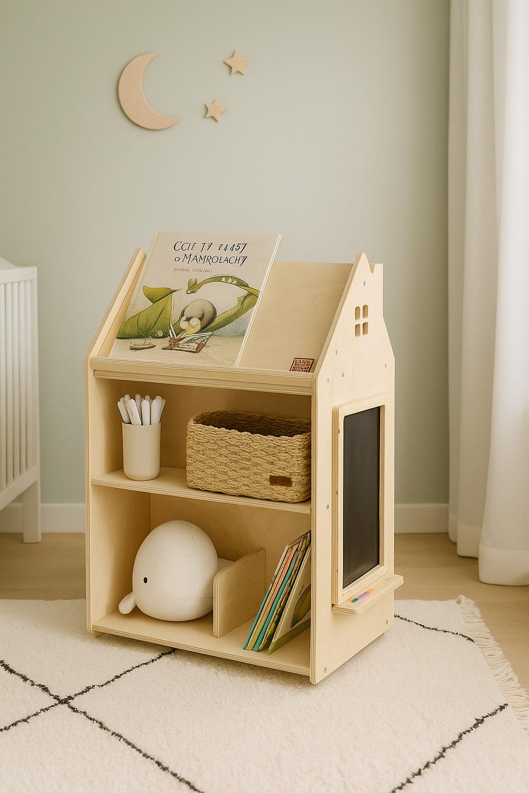 Mini House Shape Rack Kids Rotating Rack House Shaped With Magnetic Drawing Board, Raw or ...