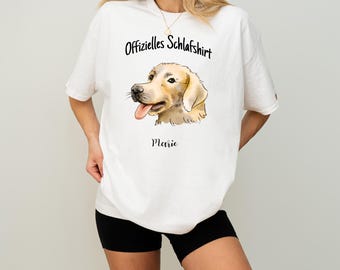 Camiseta de dormir personalizada para Golden Retriever, con nombre, blanca, tallas S-5XL