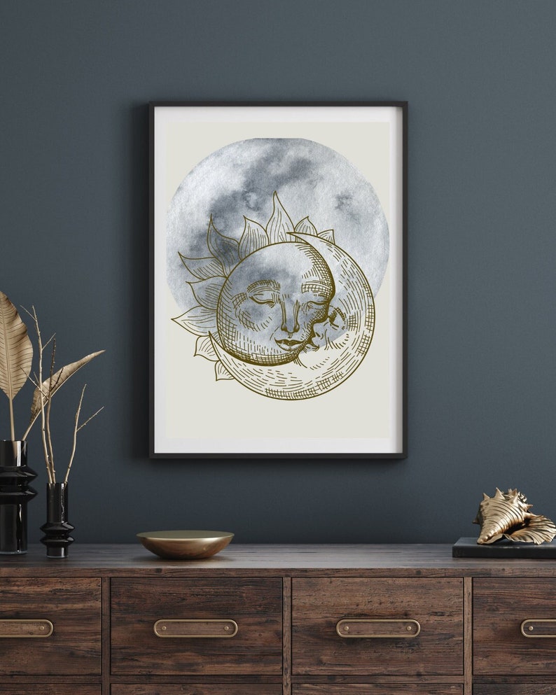 Face In The Moon Wallart Print Instant Download Painting Poster Mural Face in the moon wallart print instant download painting poster mural