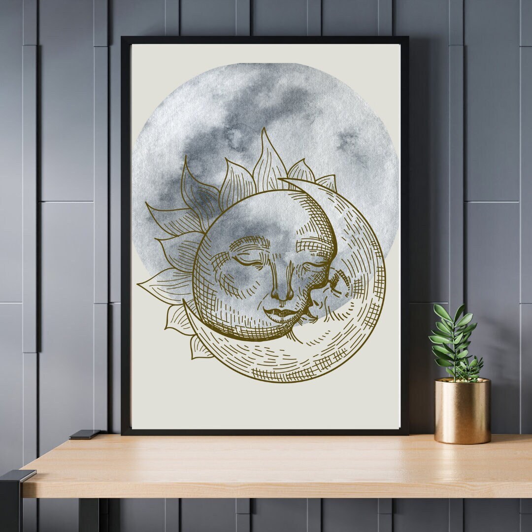 Face In The Moon Wallart Print Instant Download Painting Poster Mural Face in the moon wallart print instant download painting poster mural