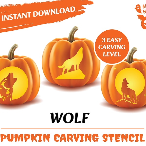 Wolf Pumpkin Stencil Etsy