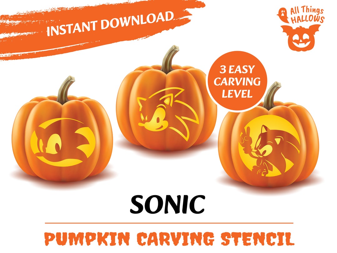 SONIC Pumpkin Carving Stencil Template Halloween Jack O