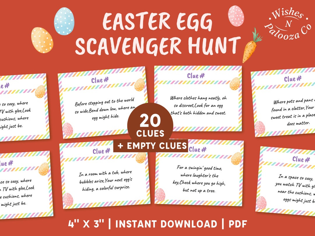 Easter Egg Scavenger Hunt Clues Printable Easter Hunt Clues Including Easter Egg Scavenger Hunt Clues Printable Easter Hunt Clues Including