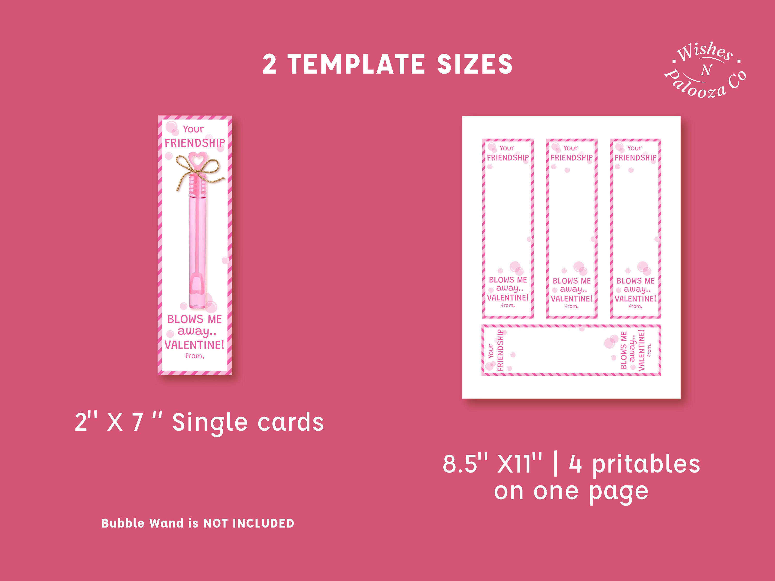 Bubble Valentine Tags, Printable Bubble Wand Holder for Kids, Preschool ...