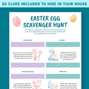 Easter Egg Scavenger Hunt Clues, Printable Easter Hunt Clues Including ...