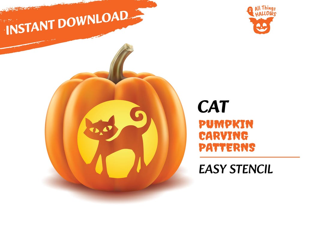 CAT Pumpkin Stencil, Scary Cat Pumpkin Carving Templates PRINTABLE