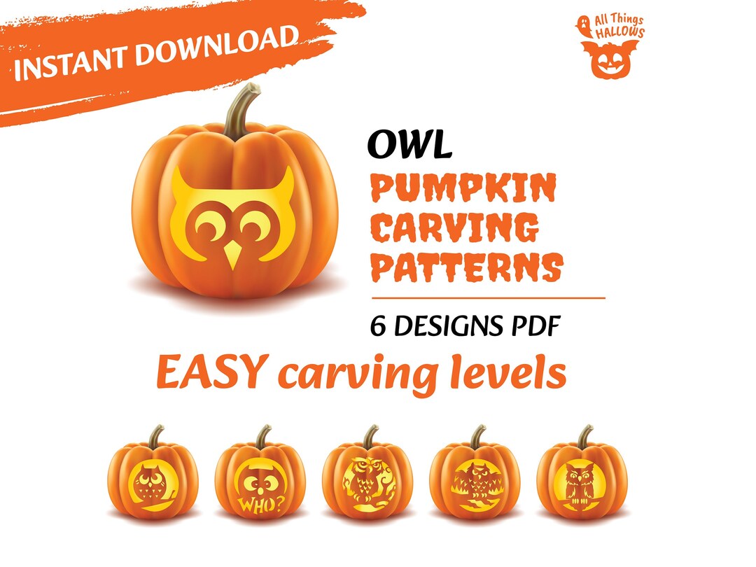 OWL Pumpkin Carving Stencil Template Halloween Jack O Lantern Pattern ...