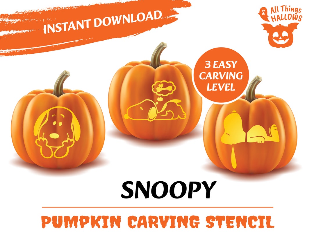 SNOOPY Pumpkin Carving Stencil Template Halloween Jack O