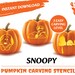 SNOOPY Pumpkin Carving Stencil Template Halloween Jack O Lantern ...