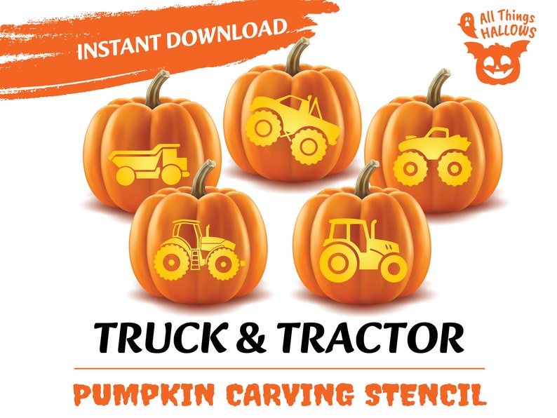 Monster TRUCK And TRACTOR Pumpkin Carving Stencil Templates Pattern monster-truck-and-tractor-pumpkin-carving-stencil-templates-pattern