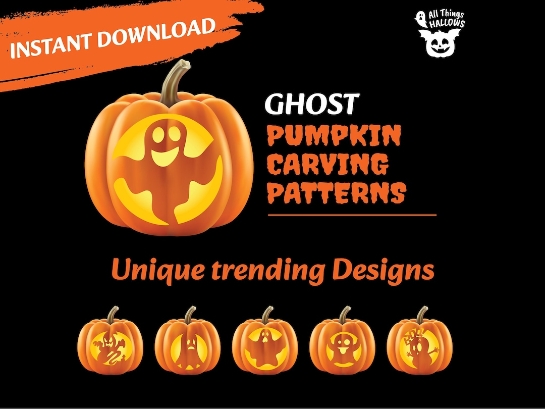 GHOST Pumpkin Carving Stencil 6 Instant Download DIY Patterns For ghost-pumpkin-carving-stencil-6-instant-download-diy-patterns-for