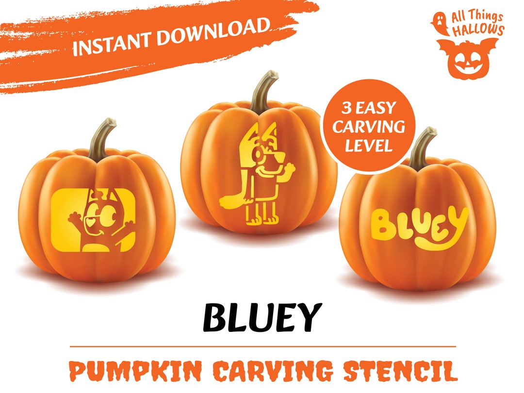 BLUEY Pumpkin Carving Stencil Template Halloween Jack O