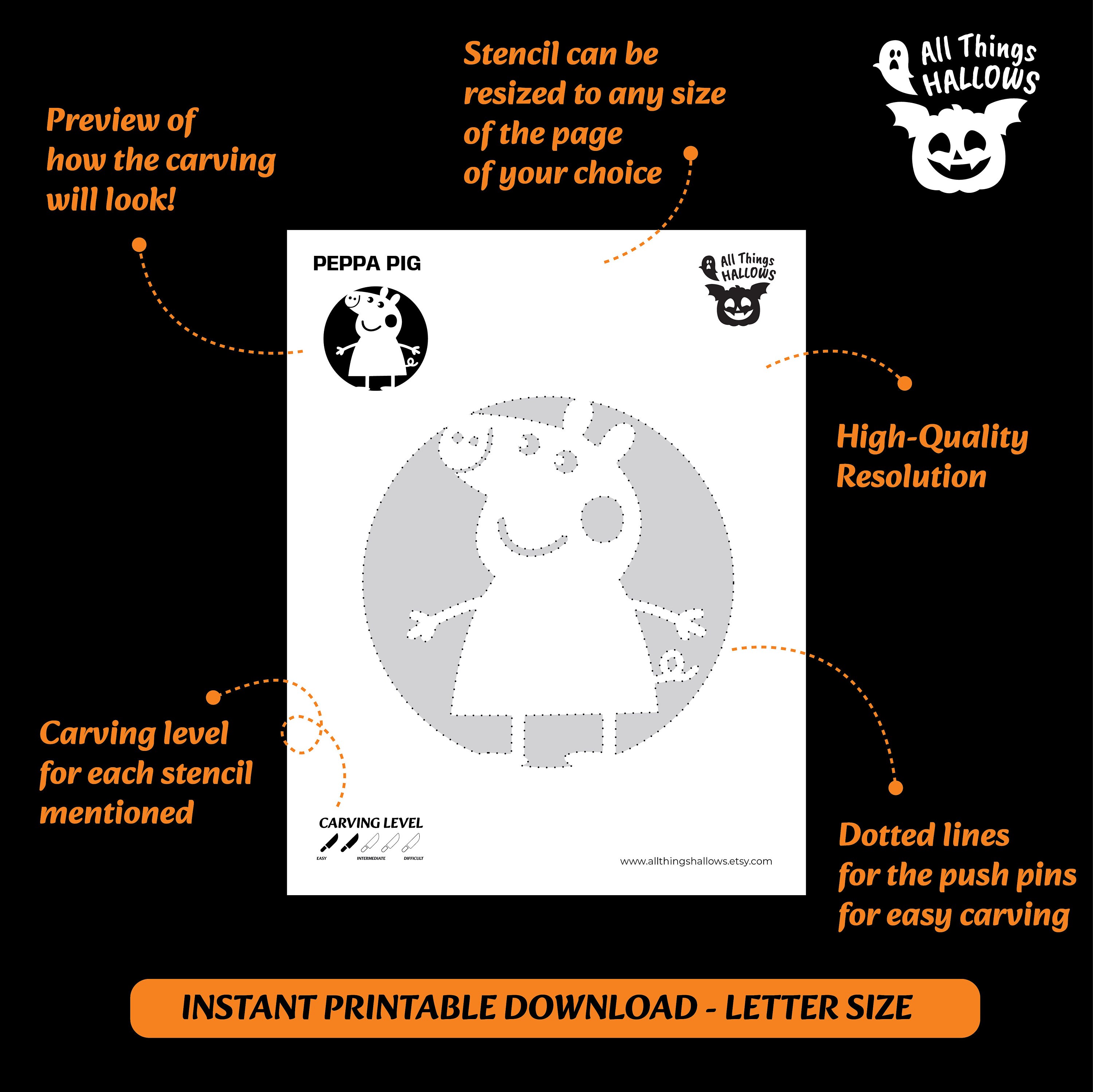 PEPPA PIG Pumpkin Stencil Printable Carve Your Favourite Cartoon On 