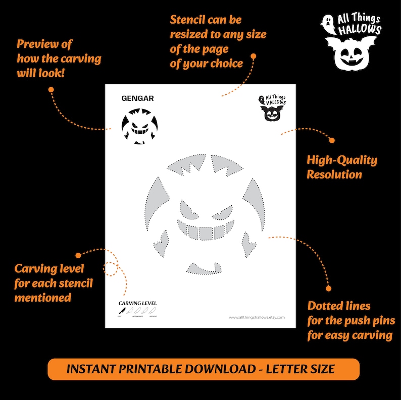 GENGAR Pumpkin Carving Stencil Template Halloween Jack O Lantern gengar-pumpkin-carving-stencil-template-halloween-jack-o-lantern