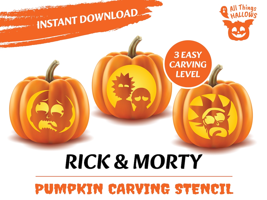Rick Morty Pumpkin Carving Stencil Templates Pattern Jack Etsy printable-rick-and-morty-pumpkin-stencil