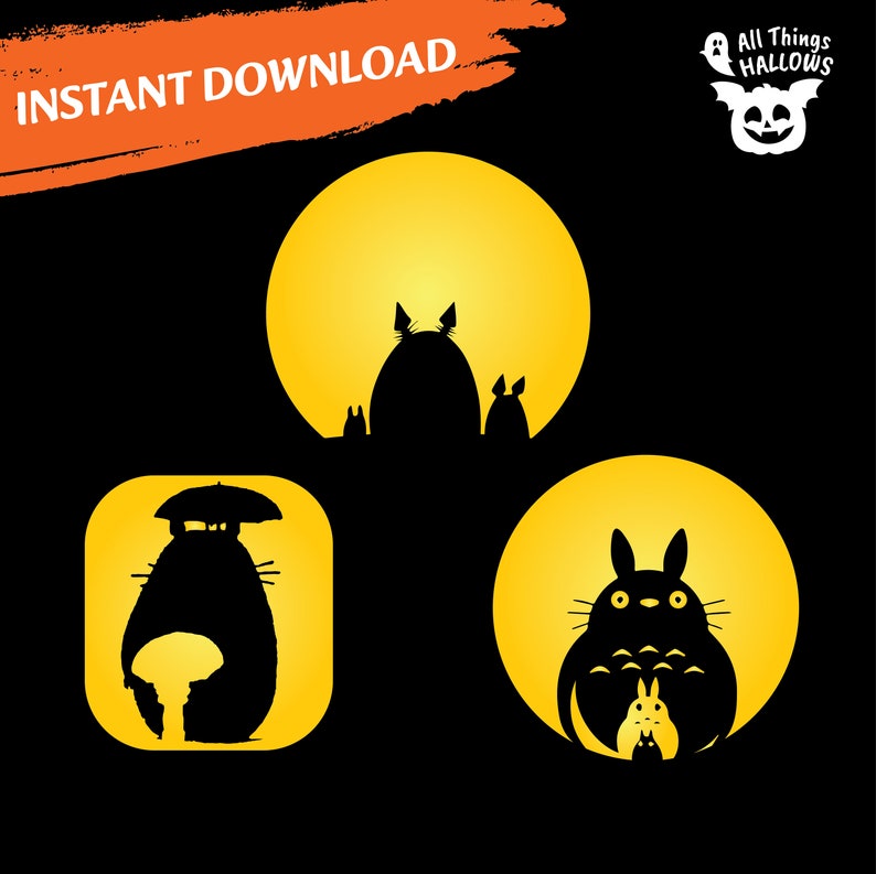 TOTORO Pumpkin Carving Stencil Template Halloween Jack O Lantern