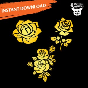 ROSE Pumpkin Carving Stencil Template Patterns Flower Themed Instant Download PDF Rose Pumpkin ...