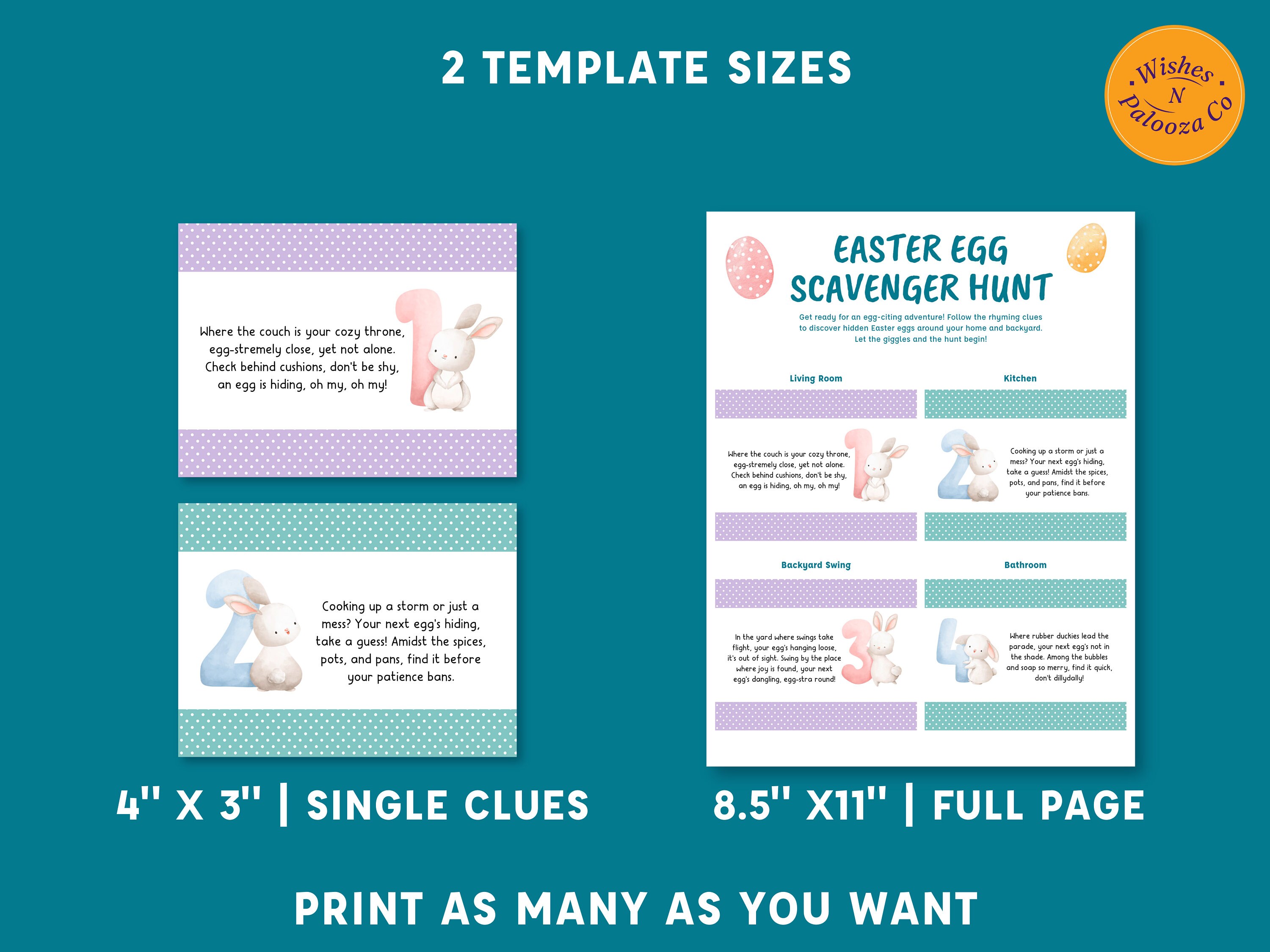 Easter Egg Scavenger Hunt Clues, Printable Easter Hunt Clues Including ...