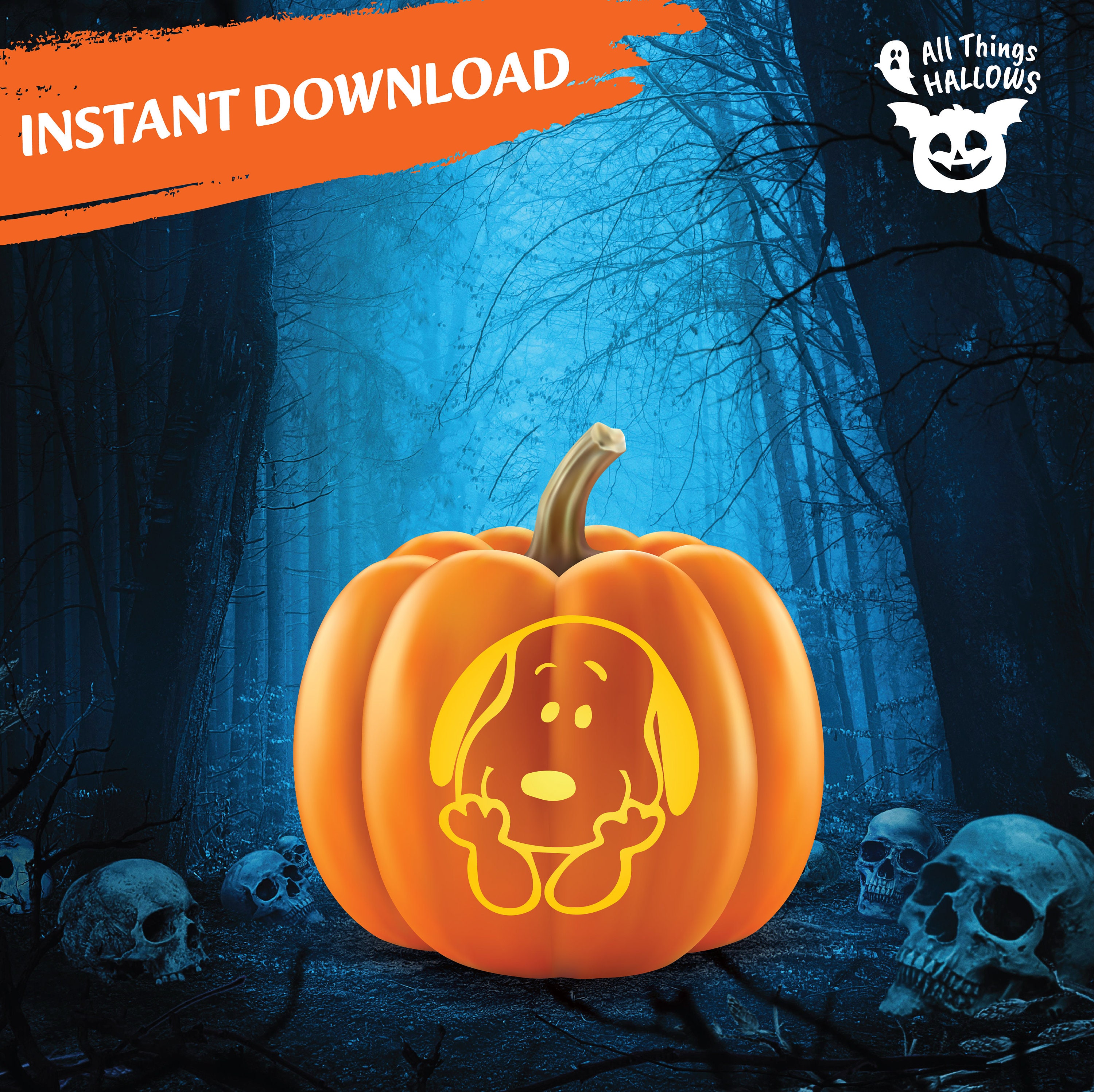 SNOOPY Pumpkin Carving Stencil Template Halloween Jack O Lantern