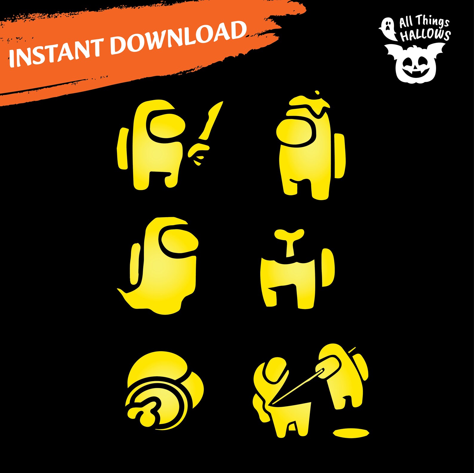 AMONG US Pumpkin Carving Stencil, Easy Crewmates & Imposter Halloween